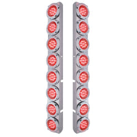 Stainless Steel Rear Air Cleaner Bracket w/ 16 X 9 LED 2" Lights For Peterbilt - Red LEDs (Red or Clear Lens)