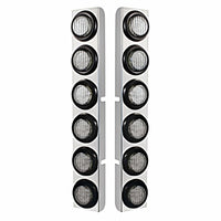 Stainless Rear Air Cleaner Bracket With Twelve 9 LED 2" Lights & Grommets For Peterbilt - Red LEDs (Red or Clear Lens)