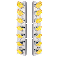 Kenworth Stainless Steel Front Air Cleaner Bracket w/ 14 X 11 Amber LED Watermelon Light w/ Bezels or Visors - Amber LEDs (Amber or Clear Lens)