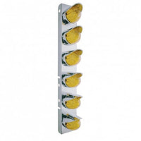 Stainless Steel Front Air Cleaner Bracket w/ 12 X 19 LED Watermelon Lights & Visors For Peterbilt - Amber LEDs (Amber or Clear Lens)