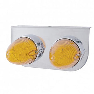 Stainless Steel Light Bracket w/ 2 X 19 LED Beehive Lights - Amber LEDs (Amber or Clear Lens)