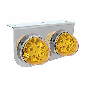 Stainless Light Bracket With 2X 17 LED Watermelon Reflector Lights - Amber LEDs (Amber or Clear Lens)
