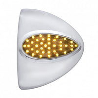 39 LED Teardrop Headlight Turn Signal Light Cover For Peterbilt - Amber LEDs (Chrome Lens)
