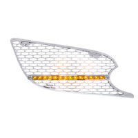 Chrome Air Intake Grille With LED Light For 2012-2021 Peterbilt 579 (Driver or Passenger Side) - Amber LEDS (Amber or Clear Lens)