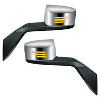 Chrome Hood Mirror Assembly With Sequential LED Turn Signal For 2004-2017 Volvo VNL - Driver or Passenger Side