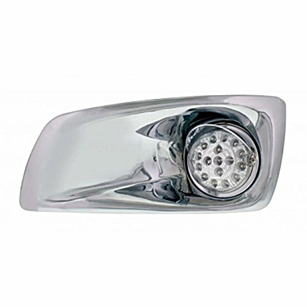 Fog Light Cover With Amber LED Hi/Lo Clear Style Reflector Light & Visor For 2007-17 KW T660 - Clear Lens (Driver or Passenger Side)