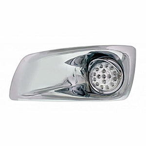 Fog Light Cover With Amber LED Hi/Lo Clear Style Reflector Light & Visor For 2007-17 KW T660 - Clear Lens (Driver or Passenger Side)