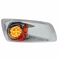Fog Light Cover With Amber LED Clear Style Reflector Light & Visor For 2007-17 KW T660 - Amber LEDs (Amber Lens) - Driver or Passenger Side