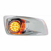 Fog Light Cover With Amber LED Hi/Lo Clear Style Reflector Light & Visor For 2007-2017 KW T660 - Amber LEDs (Driver or Passenger Side)