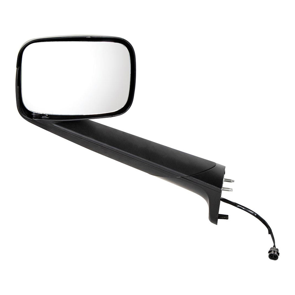 Black Hood Mirror With Heated Lens For 2018-2025 Freightliner Cascadia (Driver or Passenger Side)