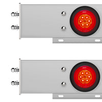 2-1/2" Bolt Pattern Chrome Spring Loaded Bar w 6 X 4" 16 LED Turbine Lights & Visors - Red LEDs (Red Lens)