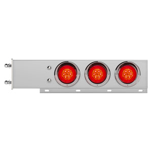 3-3/4" Bolt Pattern Chrome Spring Loaded Bar w 6 X 4" 16 Red LED Turbine Lights & Visors - Red LEDs (Red Lens)