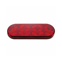 3-3/4" Bolt Pattern Stainless Steel Spring Loaded Bar With 6 Oval 10 LED Lights & Visors - Red LEDs (Red Lens)