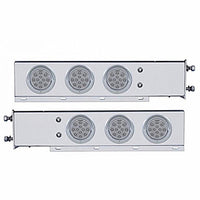 3-3/4" Bolt Pattern Chrome Spring Loaded Light Bar w 6 X 12 Red LED 4" Reflector Light - Red LEDs (Red or Clear Lens)