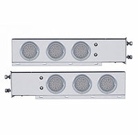 3-3/4" Bolt Pattern Deluxe SS Spring Loaded Bar w 6 X 36 LED 4" Light & Visors - Red LEDs (Red or Clear Lens)
