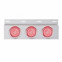 Stainless Top Mud Flap Plate w 3 X 36 LED 4" Lights & Visors - Red LEDs (Red or Clear Lens)