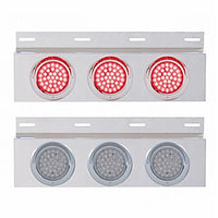 Stainless Top Mud Flap Plate w 3 X 36 LED 4" Lights & Visors - Red LEDs (Red or Clear Lens)