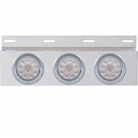 Stainless Top Mud Flap Plate w 3 X 10 LED 4" Lights & Visors - Red LEDs (Red or Clear Lens)