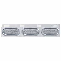 Stainless Top Mud Flap Plate w 3 X 19 LED 6" Oval Lights & Visors - Red LEDs (Red or Clear Lens)