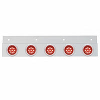 Stainless Top Mud Flap Plate w 5 X 9 LED 2" Lights & Visors - Red LEDs (Red or Clear Lens)
