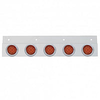Stainless Top Mud Flap Plate w 5 X 9 LED 2" Reflector Lights & Visors - Red LEDs (Red or Clear Lens)