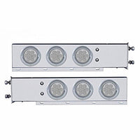 3-3/4" Bolt Pattern SS Spring Loaded Bar w 6 X 4" 7 LED Lights & Visors - Red LEDs (Red or Clear Lens)