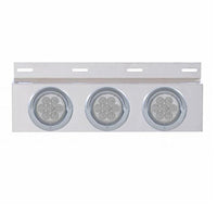 Stainless Top Mud Flap Plate w 3 X 7 LED 4" Lights & Visors - Red LEDs (Red or Clear Lens)