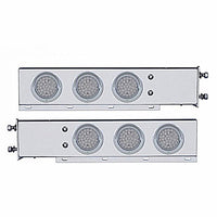 2-1/2" Bolt Pattern SS Spring Loaded Bar w 6 X 36 LED 4" Lights & Visors - Red LEDs (Red or Clear Lens)