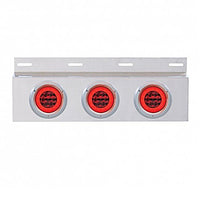 Stainless Steel Top Mud Flap Plate w 3 X 21 LED 4" GloLight & Bezels - Red LEDs (Red or Clear Lens)