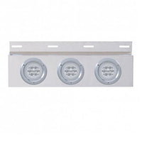 Stainless Steel Top Mud Flap Plate w 3 X 21 LED 4" GloLight & Bezels - Red LEDs (Red or Clear Lens)