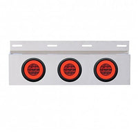 Stainless Steel Top Mud Flap Plate w 3 X 21 LED 4" GloLight & Grommets - Red LEDs (Red or Clear Lens)