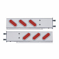 3-3/4" Bolt Pattern SS Spring Loaded Bar w 6 Oval 10 LED Lights & Bezel - Red LEDs (Visors or Bezels)