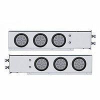 2-1/2" Bolt Pattern Chrome Spring Loaded Bar w 6 X 12 LED 4" Reflector Lights - Red LEDs (Red or Clear Lens)