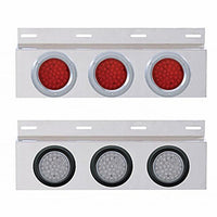 Stainless Top Mud Flap Plate w 3 X 36 LED 4" Lights & Grommets - Red LEDs (Red or Clear Lens)