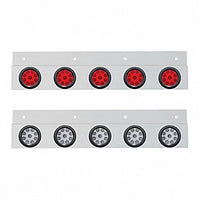 Stainless Top Mud Flap Plate w 5 X 9 LED 2" Reflector Lights & Grommets - Red LEDs (Red or Clear Lens)