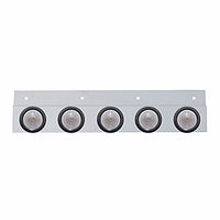 Stainless Top Mud Flap Plate w 5 X 9 LED 2" Beehive Lights & Grommets - Red LEDs (Red or Clear Lens)