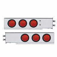 2" Bolt Pattern Stainless Steel Spring Loaded Bar w 6 X 4" 7 LED Lights - Red LEDs (Red Lens)