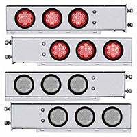 3-3/4" Bolt Pattern Deluxe SS Spring Loaded Bar w 6 X 7 Red LED 4" Reflector Light - Red LEDs (Red or Clear Lens)