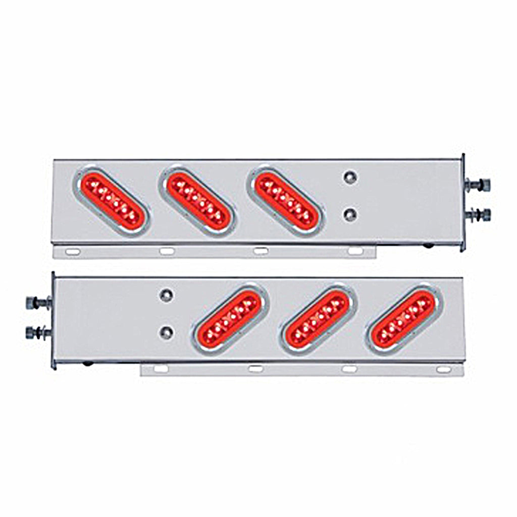 2-1/2" Bolt Pattern SS Spring Loaded Bar w 6 X 22 Red LED 6" Oval GloLight & Visor - Red LEDs (Red or Clear Lens)