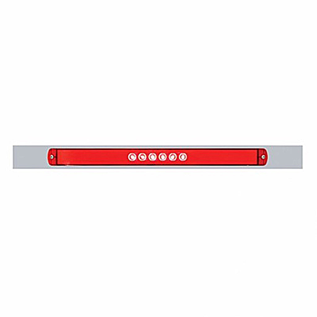 Chrome Top Mud Flap Plate w 28 LED 17" GloLight Bar With or Without Bezel - Red LEDs (Red or Clear Lens)