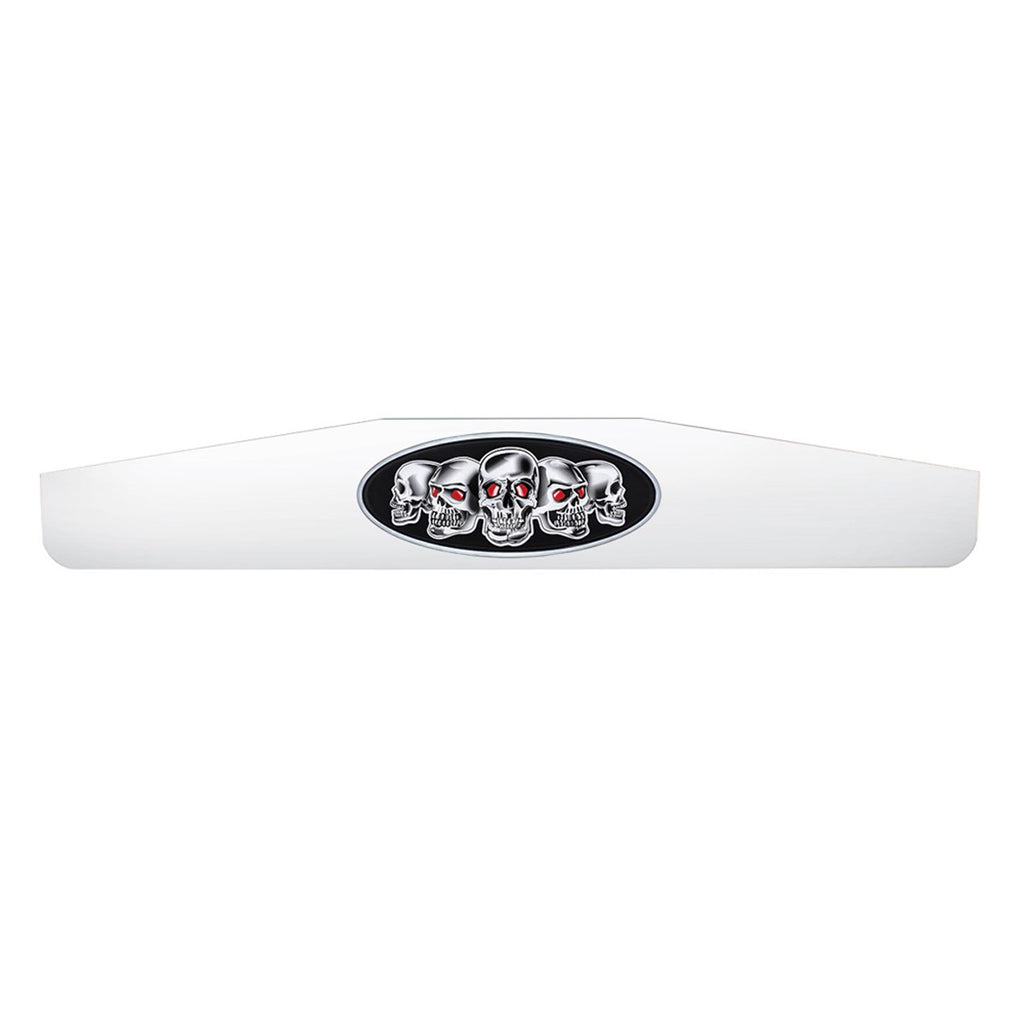 United Pacific - 4" X 24" Chrome Bottom Mud Flap Weight With Oval Black Skull Emblem