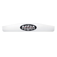 United Pacific - 4" X 24" Chrome Bottom Mud Flap Weight With Oval Black Skull Emblem