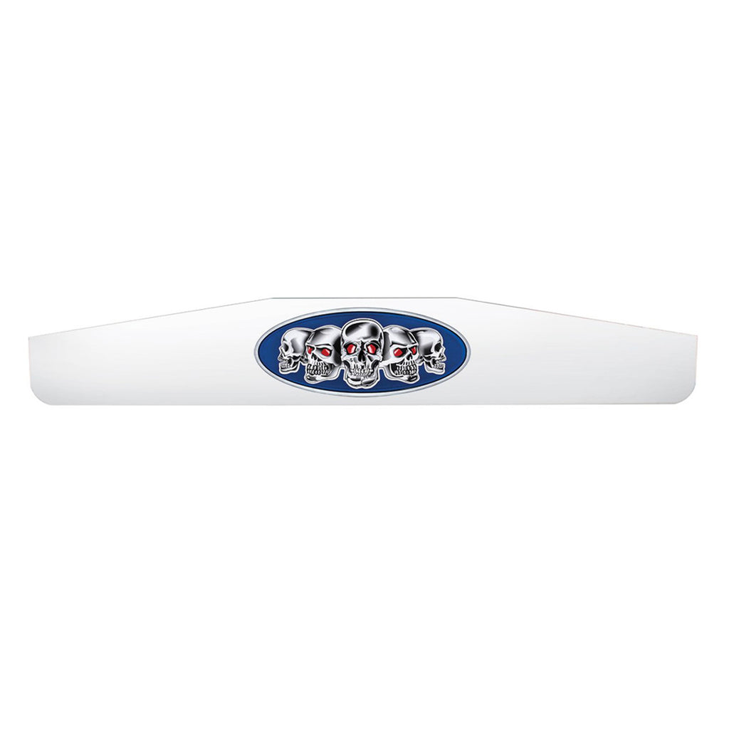United Pacific - 4" X 24" Chrome Bottom Mud Flap Weight With Oval Blue Skull Emblem