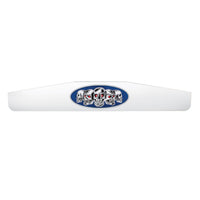 United Pacific - 4" X 24" Chrome Bottom Mud Flap Weight With Oval Blue Skull Emblem