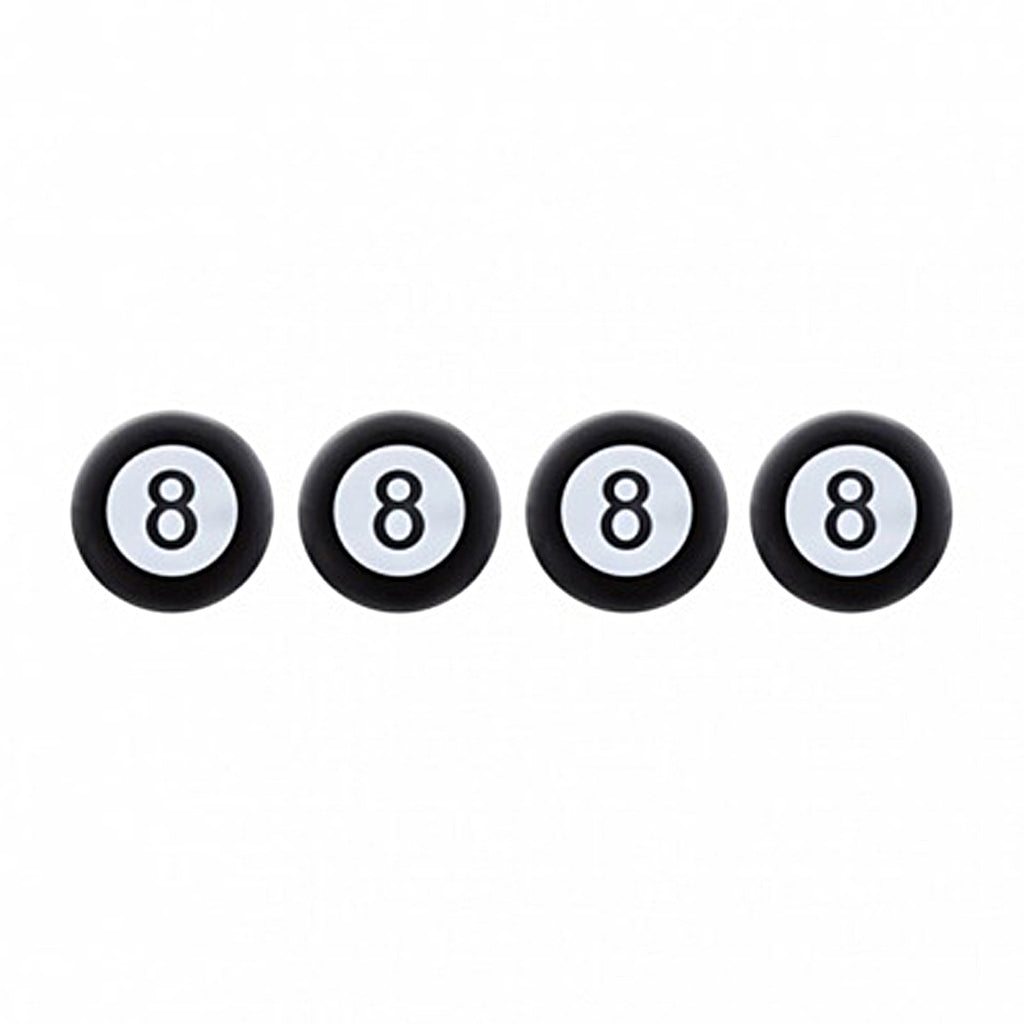 United Pacific - Black "8" Ball Tire Valve Caps (4-Pack)