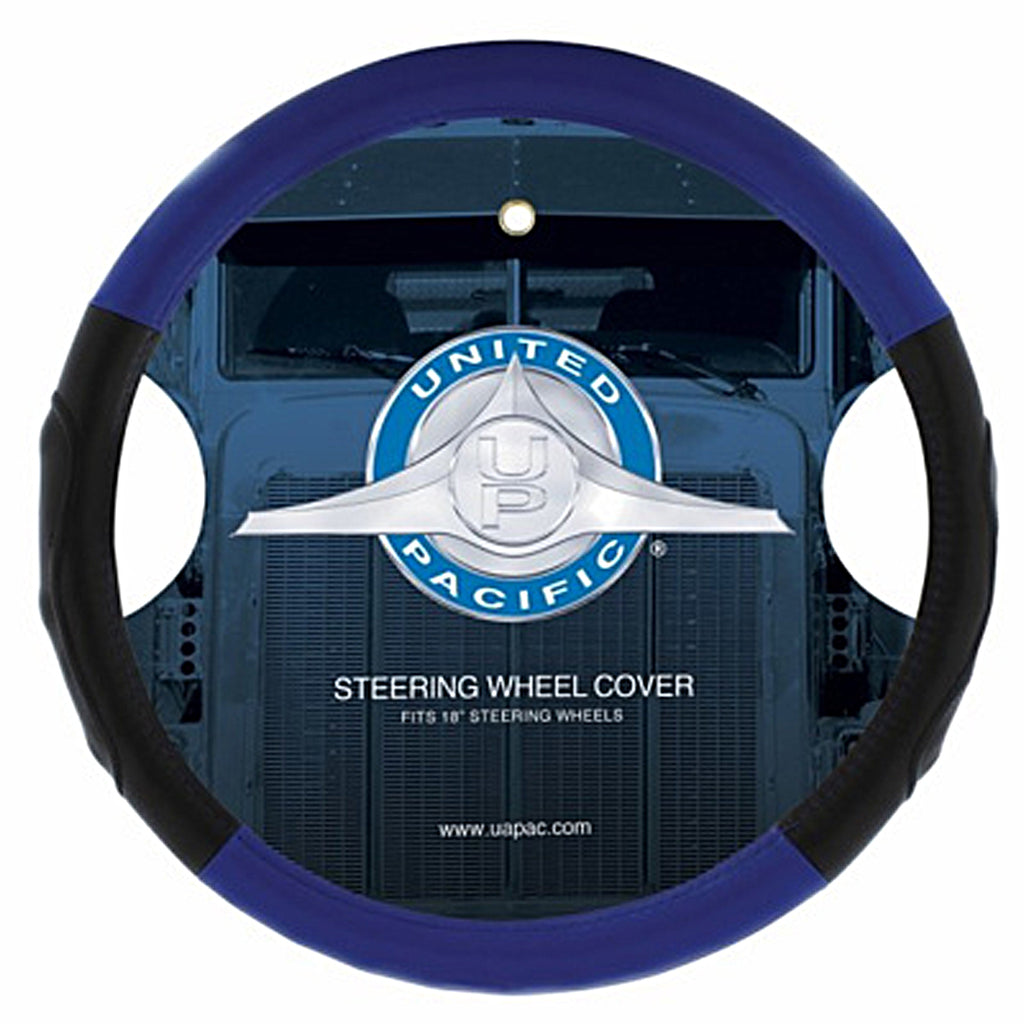 United Pacific - 18" Duo Tone Steering Wheel Cover - Black & Blue or Black & Red