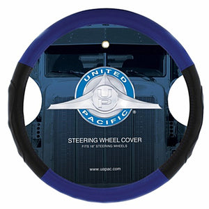 United Pacific - 18" Duo Tone Steering Wheel Cover - Black & Blue or Black & Red