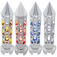 Brooklyn Style Spike Gearshift Knob With LED 13/15/18 Speed Adapter (Chrome) - Blue, Red, White or Amber LEDs