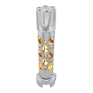 Austin Style Gun Cylinder Gearshift Knob With LED 13/15/18 Speed Adapter (Chrome) - Amber, Red, Blue or White