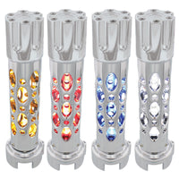 Austin Style Gun Cylinder Gearshift Knob With LED 13/15/18 Speed Adapter (Chrome) - Amber, Red, Blue or White